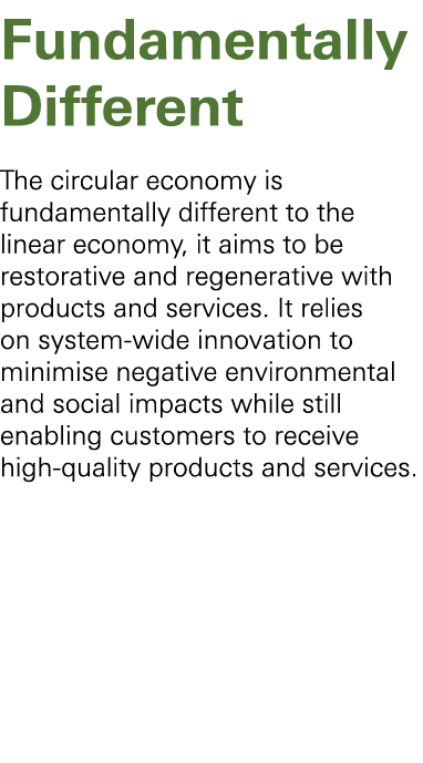 Fundamentally Different The circular economy is fundamentally different to the linear economy, it aims to be restorat...